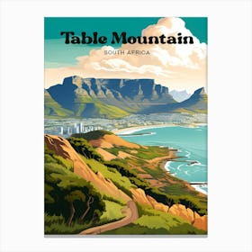 Table Mountain South Africa Landscape Travel Art Illustration Canvas Print