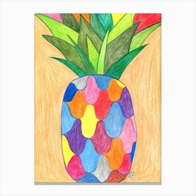 Colorful Pineapple - Anton Maliar hand drawn vertical food still life kitchen orange green Canvas Print