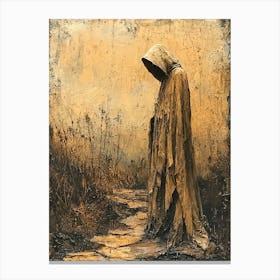 Mysterious Hooded Figure – Textured Dark Fantasy Art Print Canvas Print