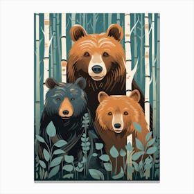 Three Bears In The Woods Canvas Print