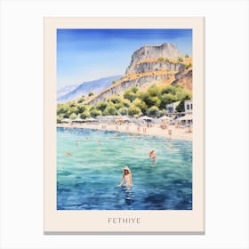 Swimming In Fethiye Turkey 2 Watercolour Poster Canvas Print