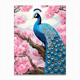 Peacock Animal Drawing In The Style Of Ukiyo E 3 Canvas Print
