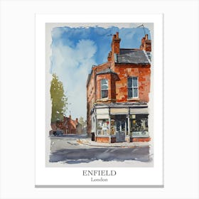 Enfield London Borough   Street Watercolour 4 Poster Canvas Print