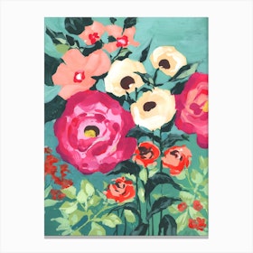 Viva Magenta Peonies Canvas Print