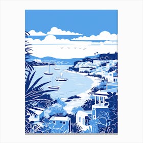 A Screen Print Of Cala Bassa Beach Ibiza Spain 3 Canvas Print