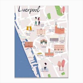 Liverpool City Map Illustration Canvas Print