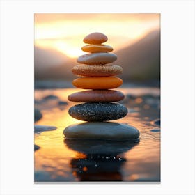 Zen Stones At Sunset Canvas Print