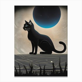 Black Cat In The Moonlight Canvas Print