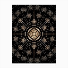 Geometric Glyph Radial Array in Glitter Gold on Black n.0441 Canvas Print