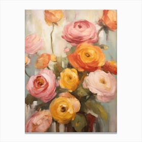 Fall Flower Painting Ranunculus 2 Canvas Print