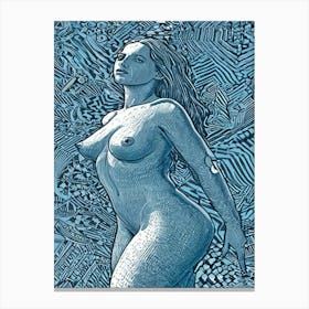 Nude sexy Woman on blue Canvas Print