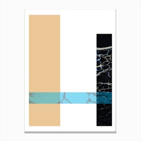 Blue Sand and Marble Rectangles Geometric Canvas Print