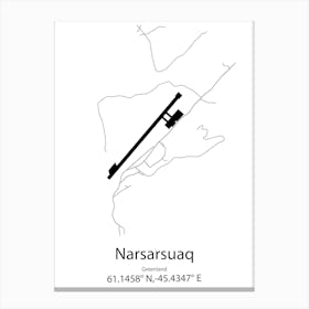 Narsarsuaq,Greenland Minimalist Map Canvas Print