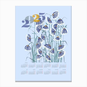 calendar 2025 Linocut flowers light Canvas Print