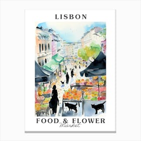 Food Market With Cats In Lisbon 1 Poster Canvas Print