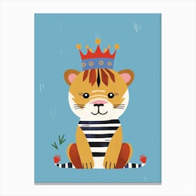 Little Bengal Tiger 1 Wearing A Crown Canvas Print