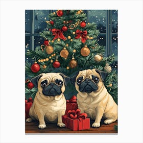 Christmas Pugs 17 Canvas Print