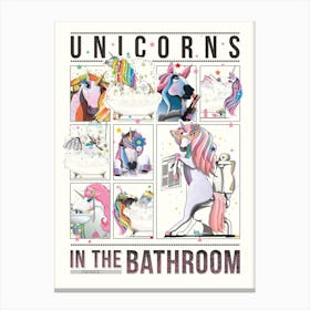Unicorns In The Bathroom 2 Canvas Print