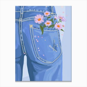 Floral Denim Canvas Print