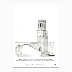 Plompe Tower Lighthouse Netherlands - Dutch Fine Line Drawing Canvas Print