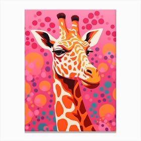 Pink Giraffe Pattern Portrait 2 Canvas Print