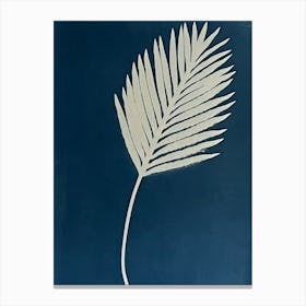 Blue cyanotype palm leaf Canvas Print