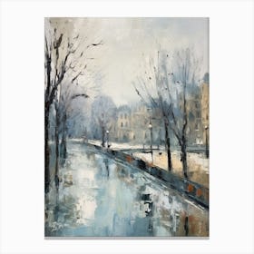 Winter City Park Painting Parc De La Vilette Paris 2 Canvas Print