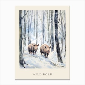 Winter Watercolour Wild Boar 1 Poster Canvas Print