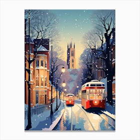 Winter Travel Night Illustration Nottingham United Kingdom 2 Canvas Print