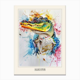 Alligator Colourful Watercolour 1 Poster Canvas Print