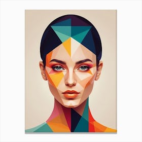 Colorful Geometric Woman Portrait Low Poly (23) Canvas Print