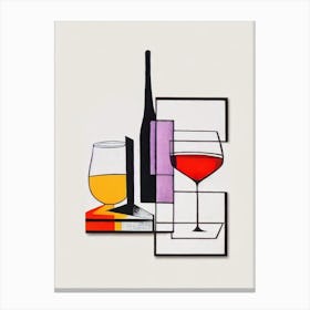Golden Dream Picasso Line Drawing Cocktail Poster Canvas Print