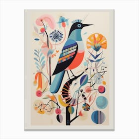 Colourful Scandi Bird Mockingbird 3 Canvas Print