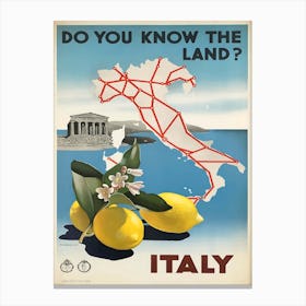 Vintage Italy Travel Poster, Jean Beaufort Canvas Print