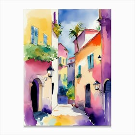 Watercolor Street Painting Canvas Print