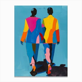 Two People Walking Canvas Print