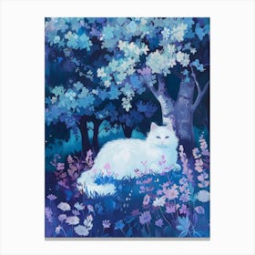 White Cat In The Forest 3 Canvas Print