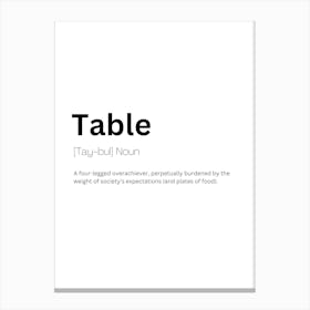 Table Definition Meaning Canvas Print