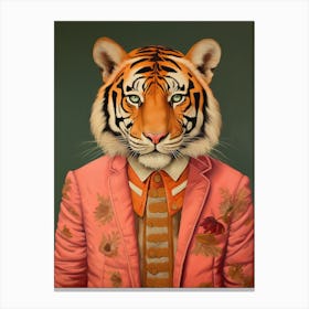 Tiger Illustrations Wearing A Blouse 4 Canvas Print