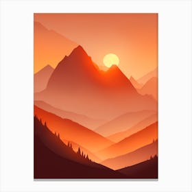 Misty Mountains Vertical Composition In Orange Tone 243 Canvas Print