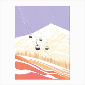 Niseko   Hokkaido, Japan, Ski Resort Pastel Colours Illustration 2 Canvas Print