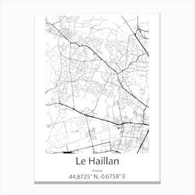 Le Haillan,France Minimalist Map Canvas Print