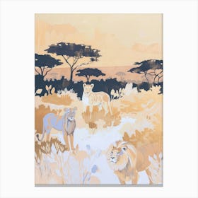 Lions Pastels Jungle Illustration 1 Canvas Print