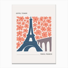 Eiffel Tower   Paris, France, Warm Colours Illustration Travel Poster 2 Canvas Print