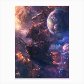 Fantasy Ship Floating in the Galaxy 12 Canvas Print