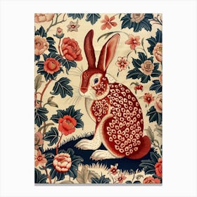 Chinese Lunar Year Of The Rabbit Brown 1 Full William Morris Style Canvas Print