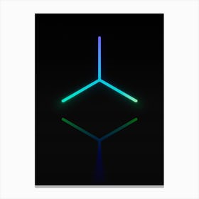 Neon Blue and Green Abstract Geometric Glyph on Black n.0208 Canvas Print