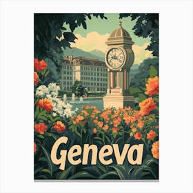 Aihrgdesign A Classic 1960s Travel Poster For Geneva Canvas Print