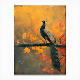 Peacock In Autumn Canvas Print