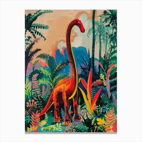 Colourful Dinosaur In The Landscape Painting 3 Canvas Print